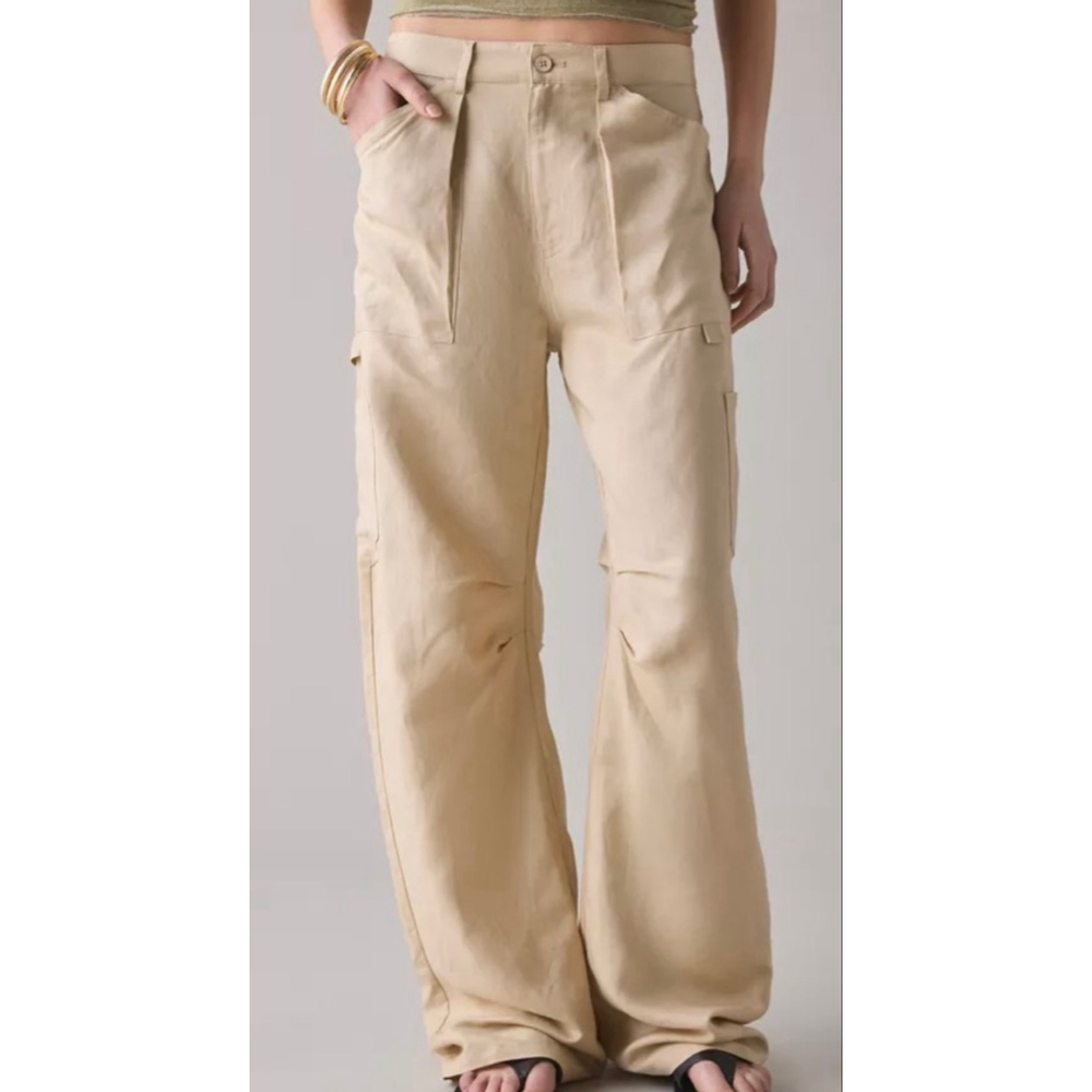 Women's Lioness Miami Vice Beige Wide Leg Cargo Pants XS - Picture 1 of 9